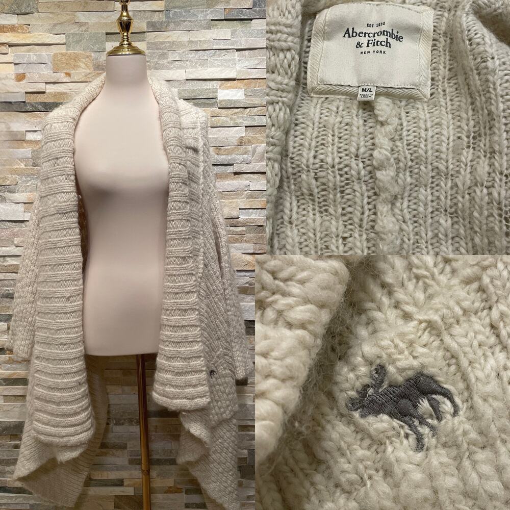 Vintage Y2K Abercrombie & Fitch Chunky Knit Cardigan M/L | Cream